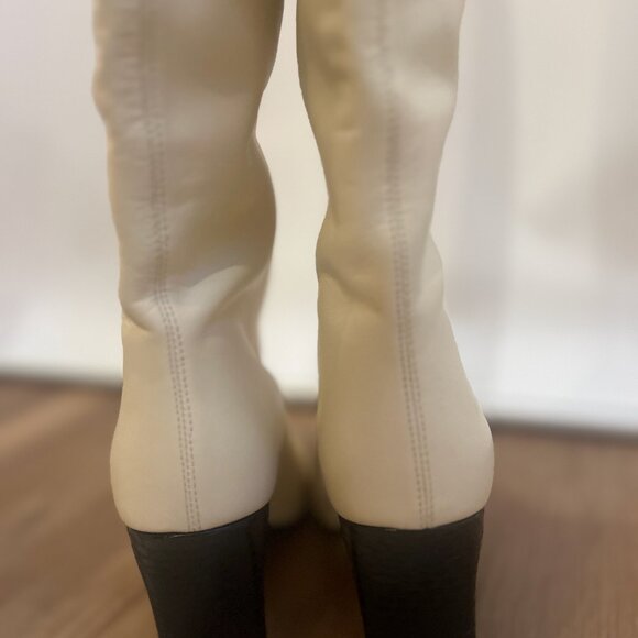 NWT WALLY HIGH HEEL BOOT CREAM with BLACK HEELS - Picture 4 of 7